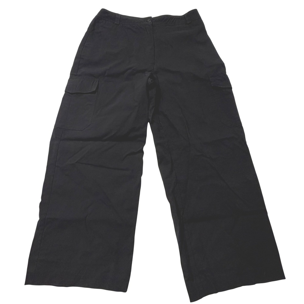 III State Cargo‎ Pants Black Wide Leg Womens 4 Utility Stretch Trouser